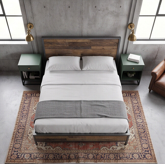 יער — שידת לילה ירוקה עם מגירה ותא תחתון