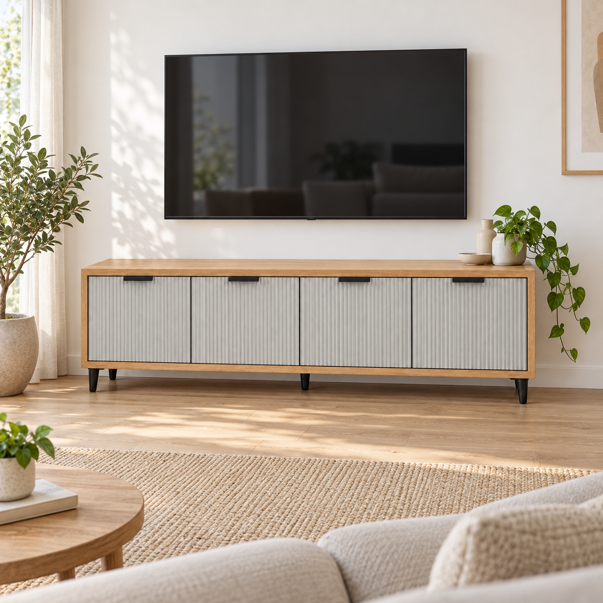 מזנון טלוויזיה פסים אלון 180 ס״מ – הדמיה home