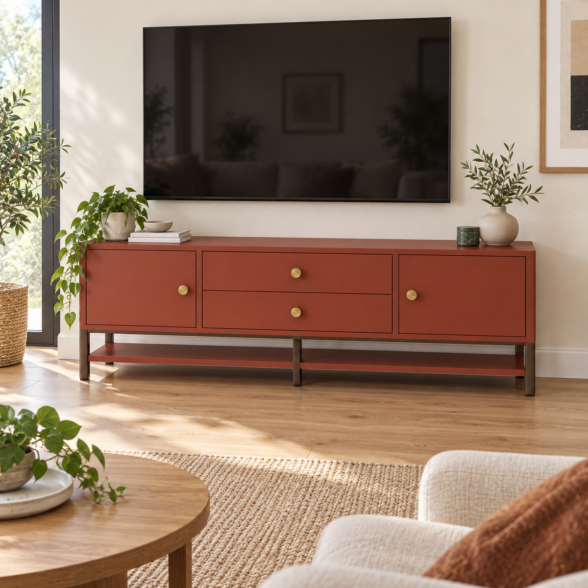 מזנון טלוויזיה אדמה 180 ס״מ – הדמיה home