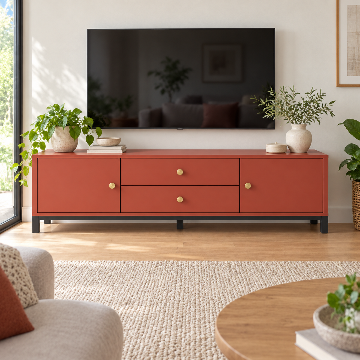 מזנון טלוויזיה חרס 180 ס״מ – הדמיה home