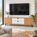 מזנון טלוויזיה POL לבן רגל שחורה 180 ס״מ – הדמיה home