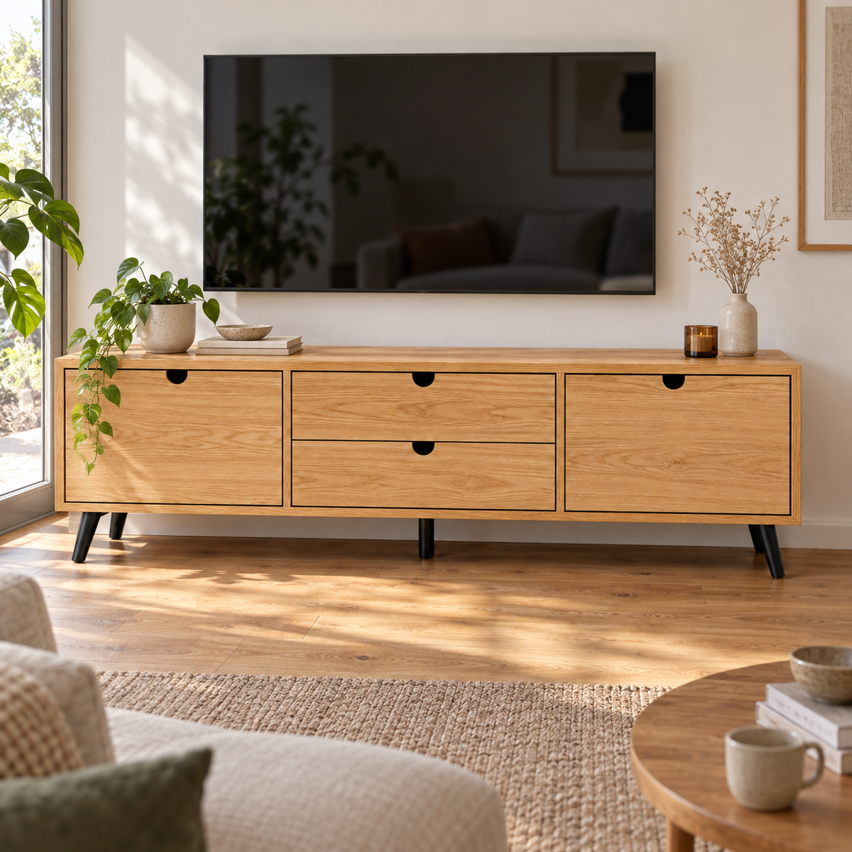 מזנון טלוויזיה פתח טבעי 180 ס״מ – הדמיה home